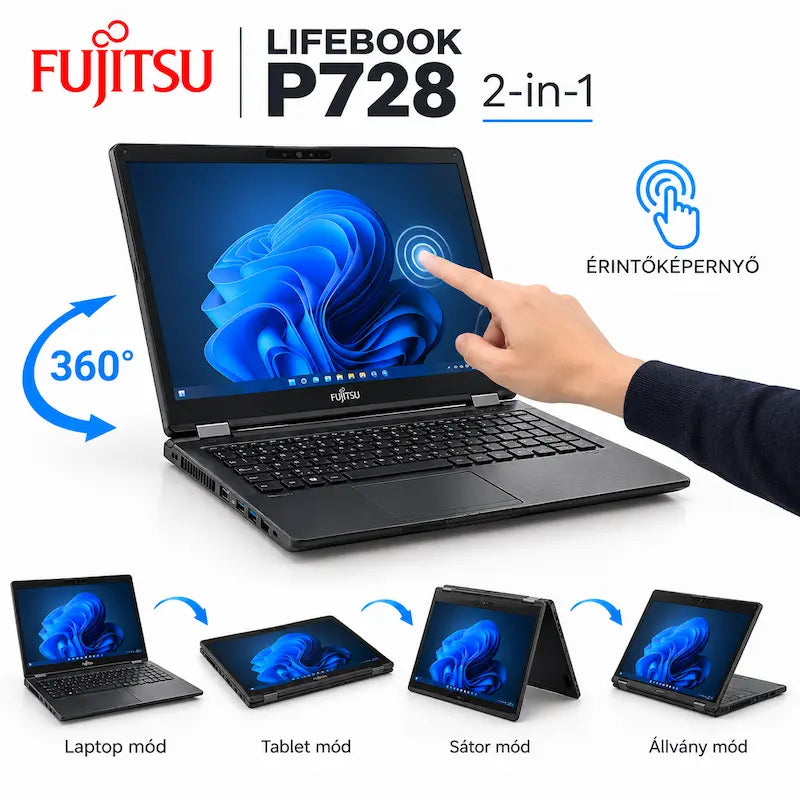 Fujitsu LifeBook P728 2 in 1 i5-8250U / 8 GB / 256 GB SSD / FHD Touch / Win 11