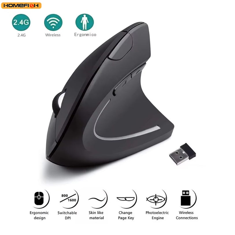 HOMEFISH Vertikális Ergonomikus 2.4GHz Vezeték nélküli Optikai Egér