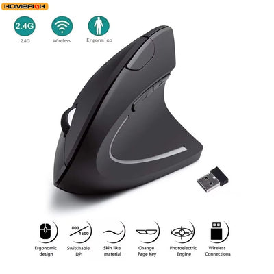 HOMEFISH Vertikális Ergonomikus 2.4GHz Vezeték nélküli Optikai Egér