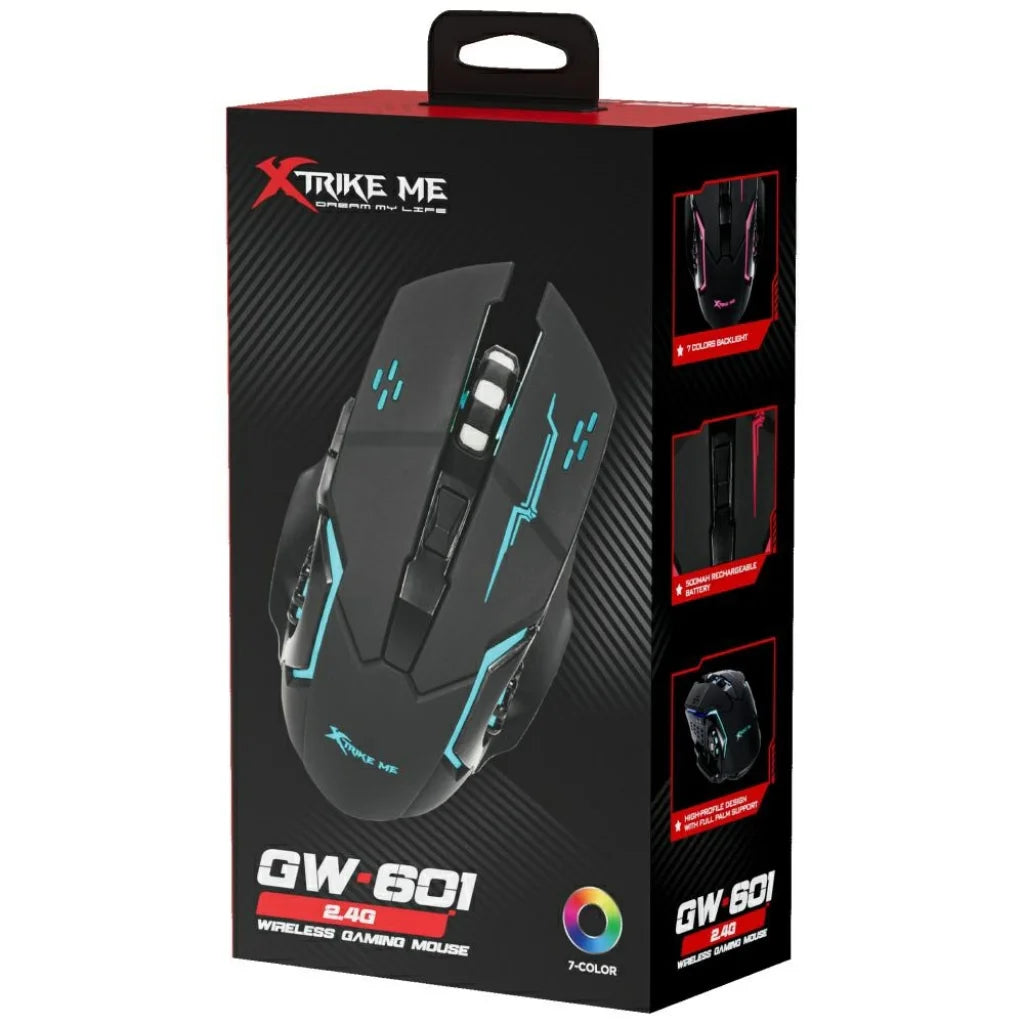 XTRIKE ME GW-601 Vezeték nélküli Gamer Egér | RGB, 1600 DPI